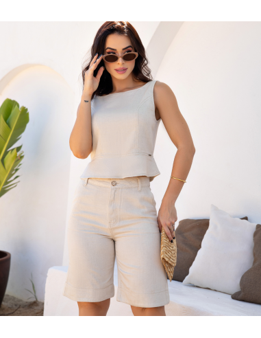 CROPPED DE LINHO PEPLUM