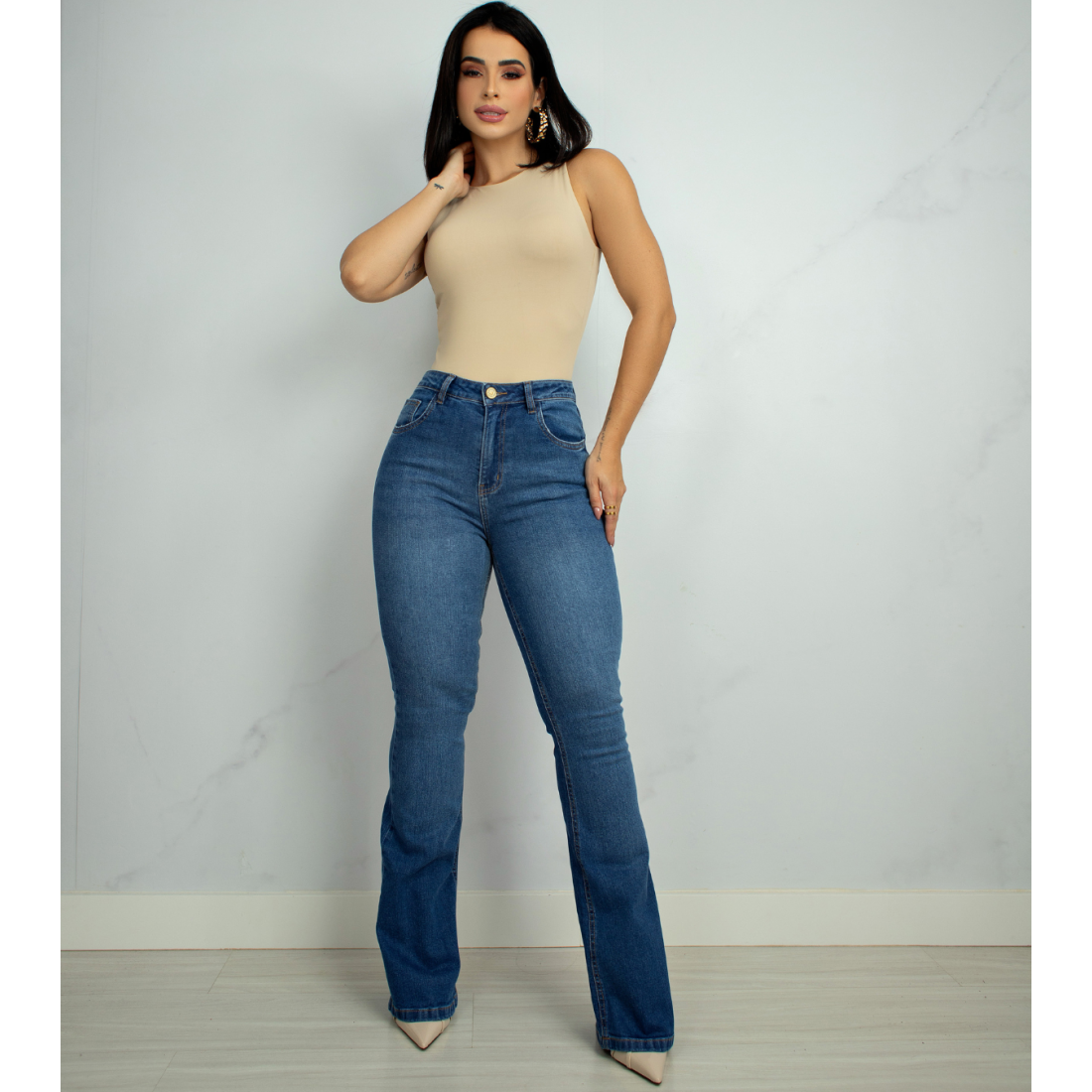 CALÇA FLARE JEANS MARIA LIZ